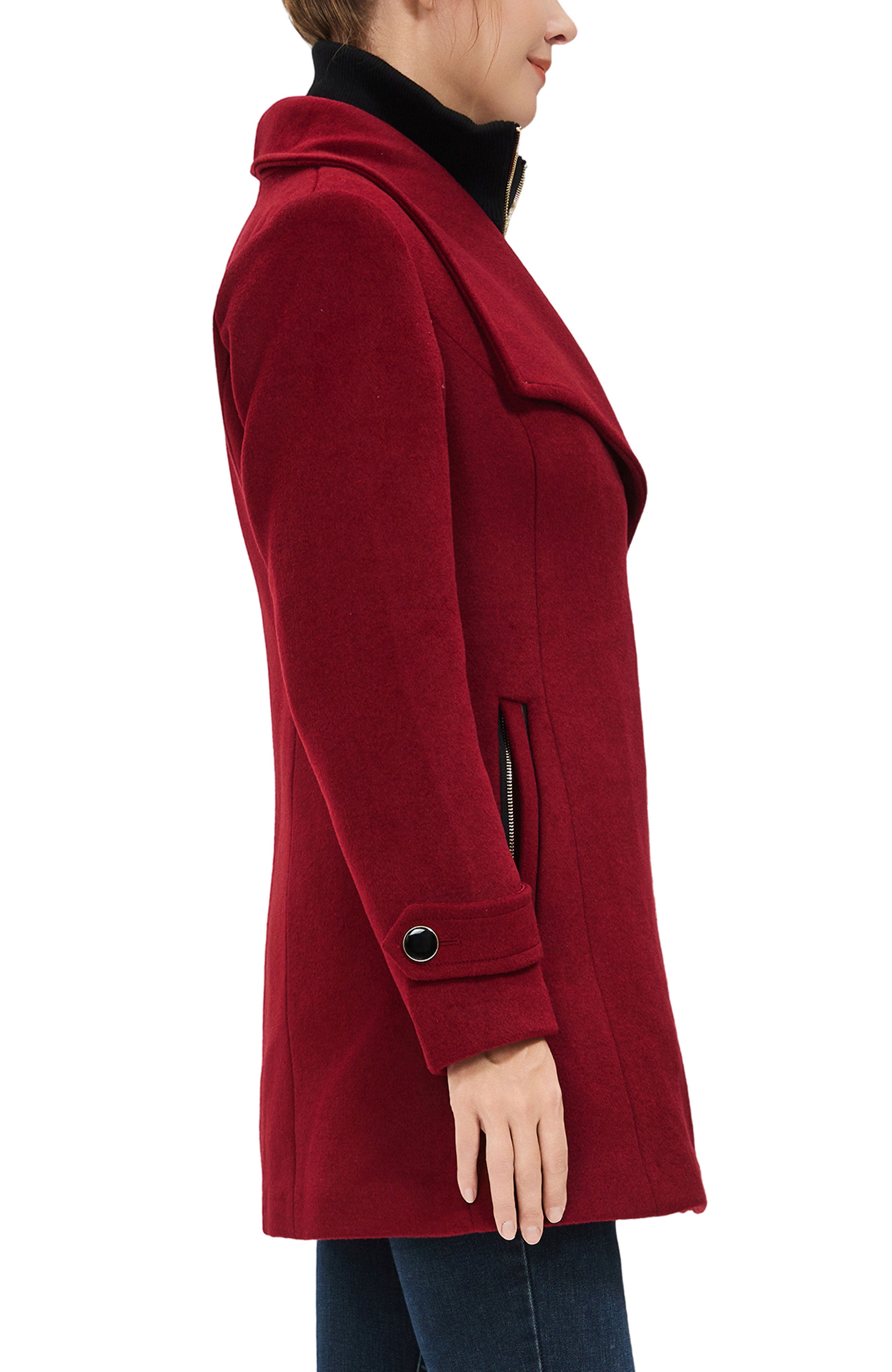 Kimi + Kai Women's "Kinsley" Wool Blend Zip Front Walking Coat