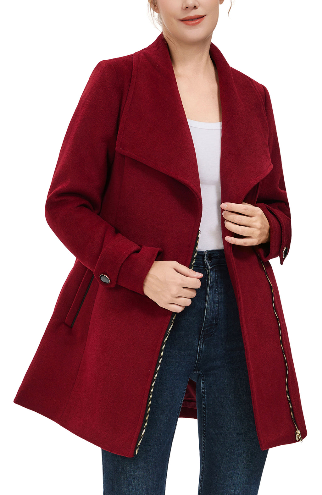 Kimi + Kai Women's "Kinsley" Wool Blend Zip Front Walking Coat