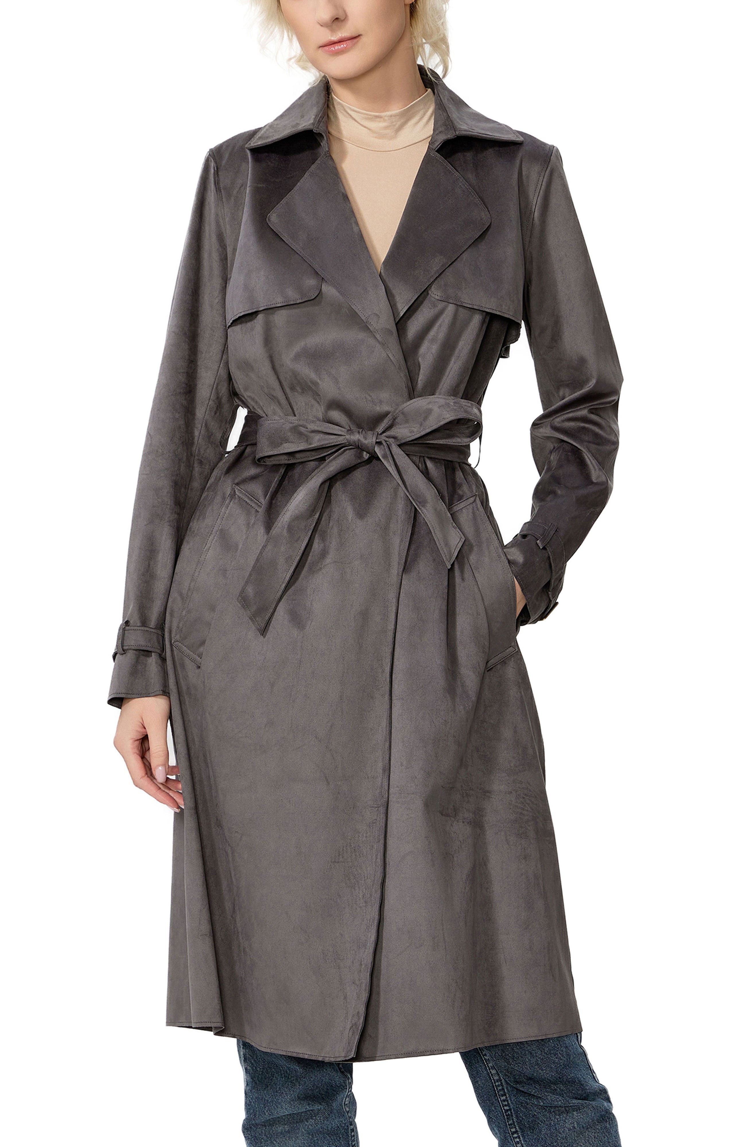 Kimi + Kai Women's "Aria" Long Faux Suede Trench Coat