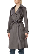 Kimi + Kai Women's "Aria" Long Faux Suede Trench Coat