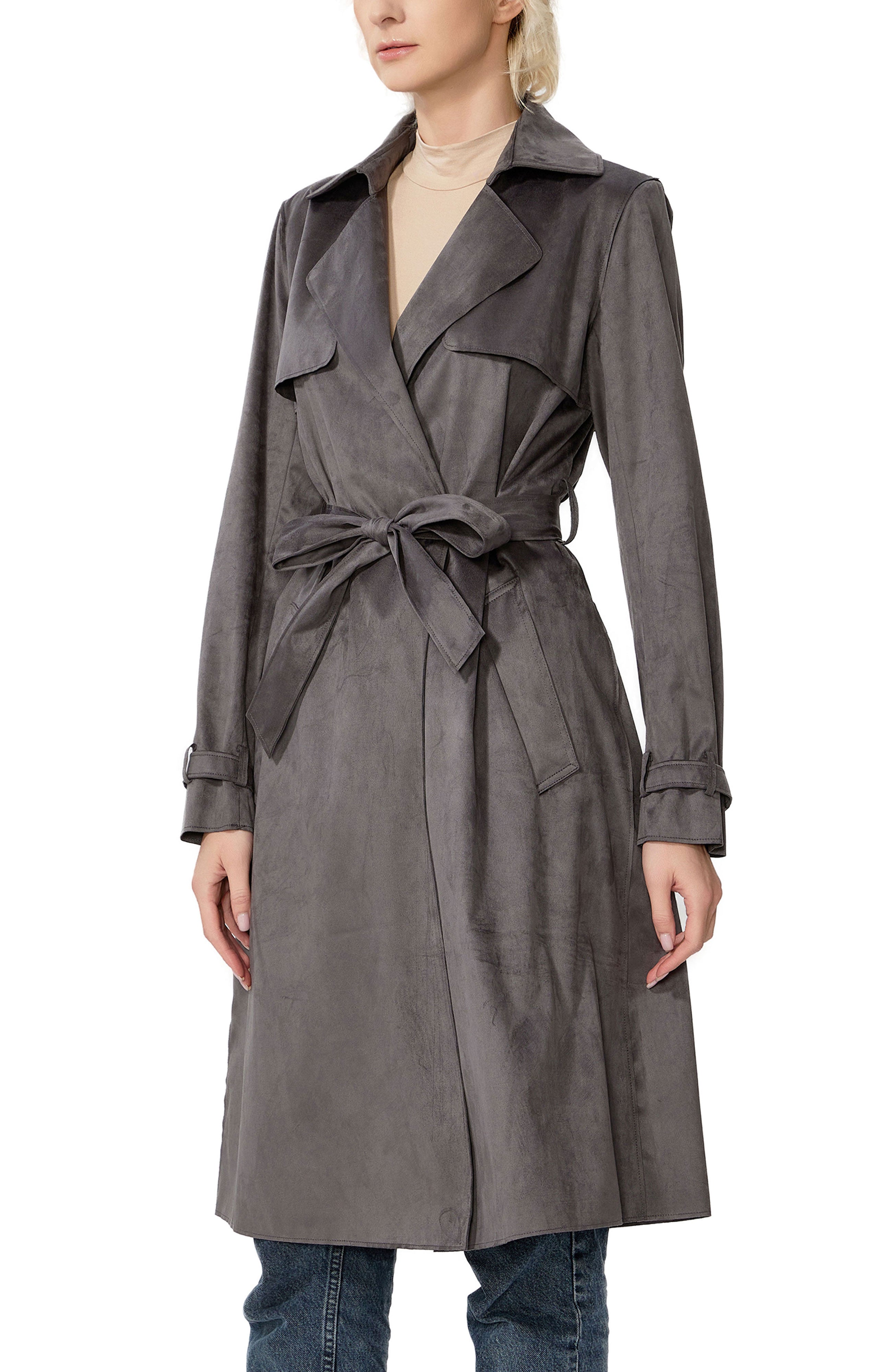 Kimi + Kai Women's "Aria" Long Faux Suede Trench Coat