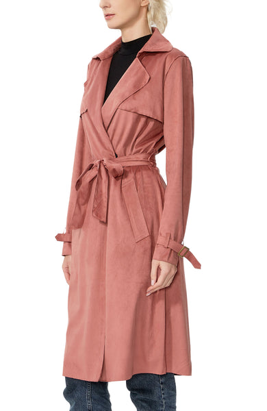 Kimi + Kai Women's "Aria" Long Faux Suede Trench Coat