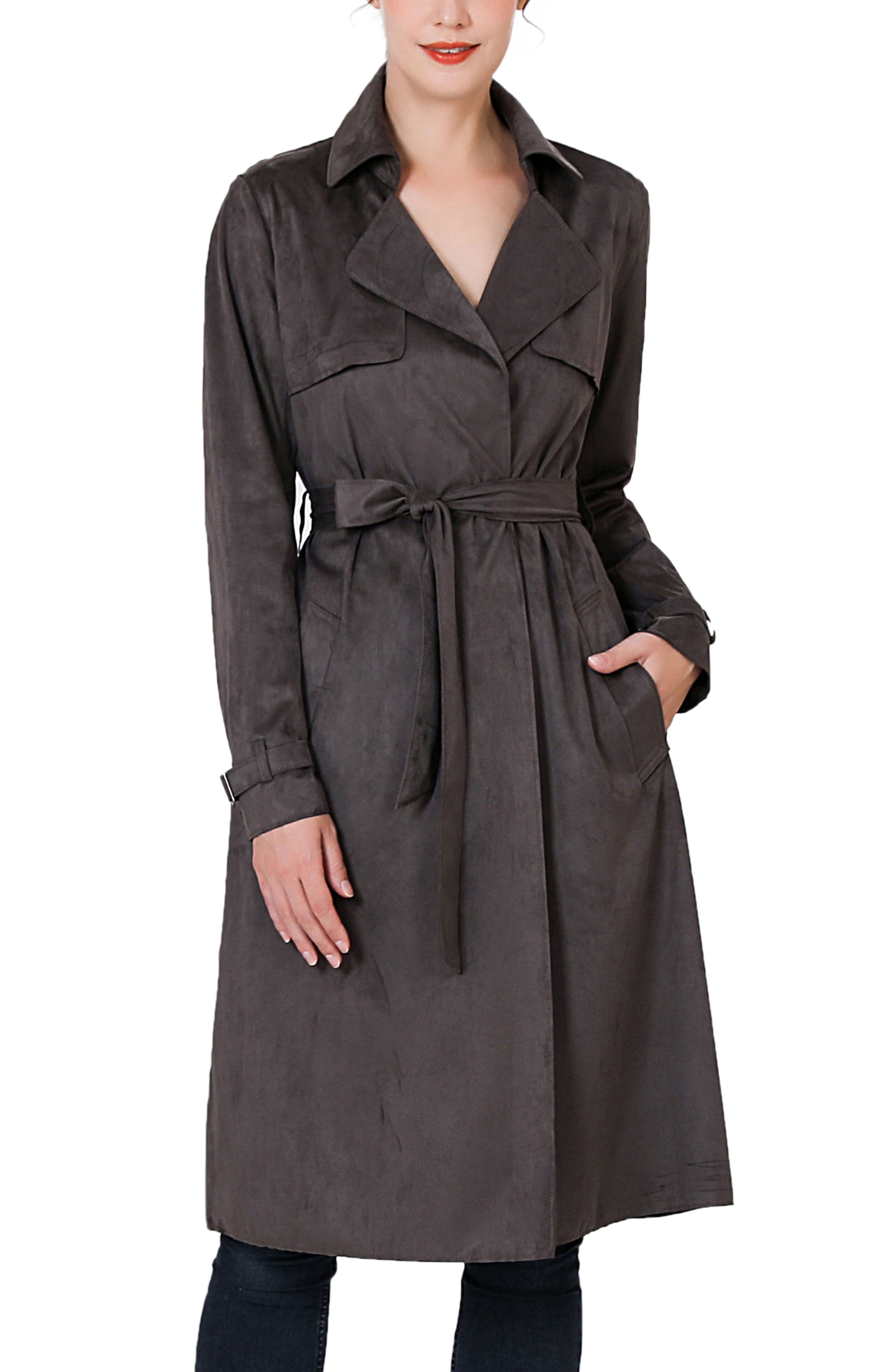 Kimi + Kai Women's "Aria" Long Faux Suede Trench Coat
