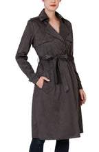 Kimi + Kai Women's "Aria" Long Faux Suede Trench Coat