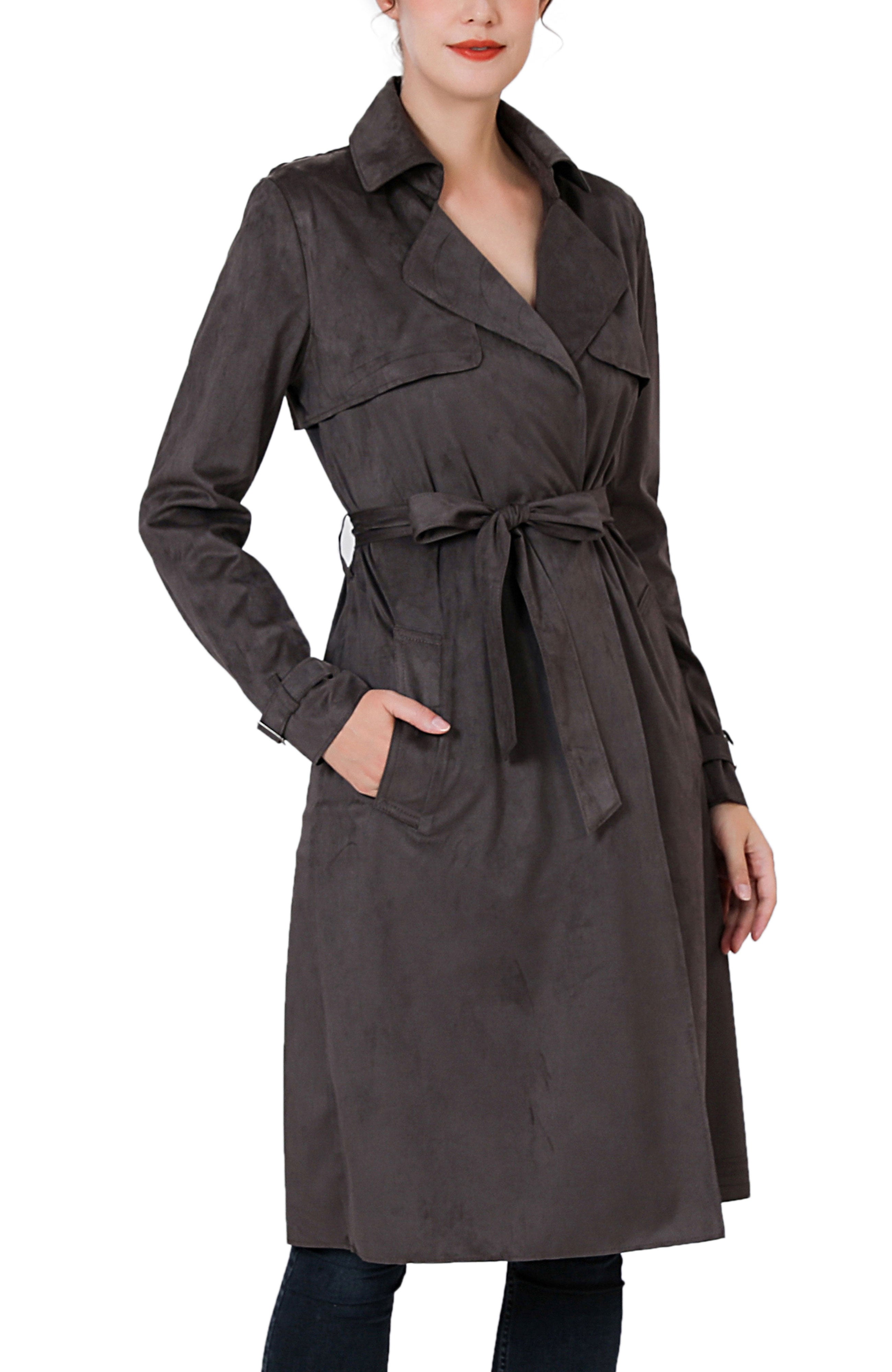 Kimi + Kai Women's "Aria" Long Faux Suede Trench Coat