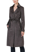 Kimi + Kai Women's "Aria" Long Faux Suede Trench Coat