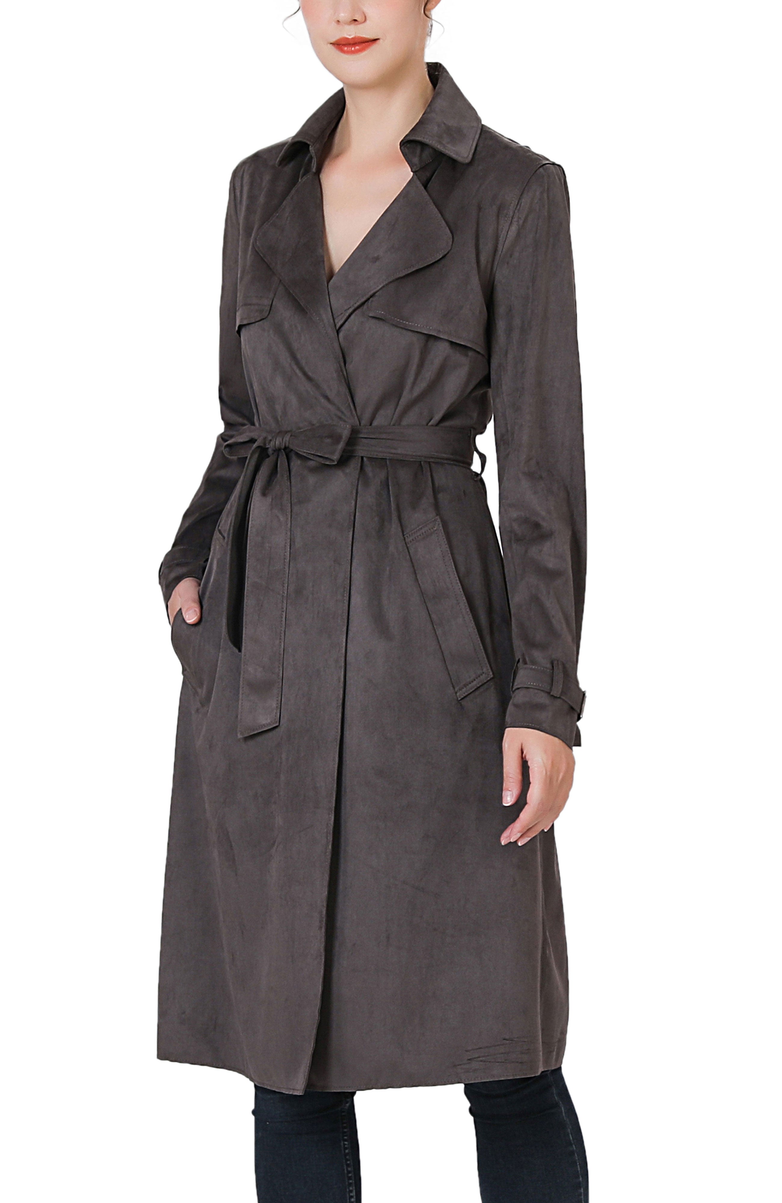 Kimi + Kai Women's "Aria" Long Faux Suede Trench Coat