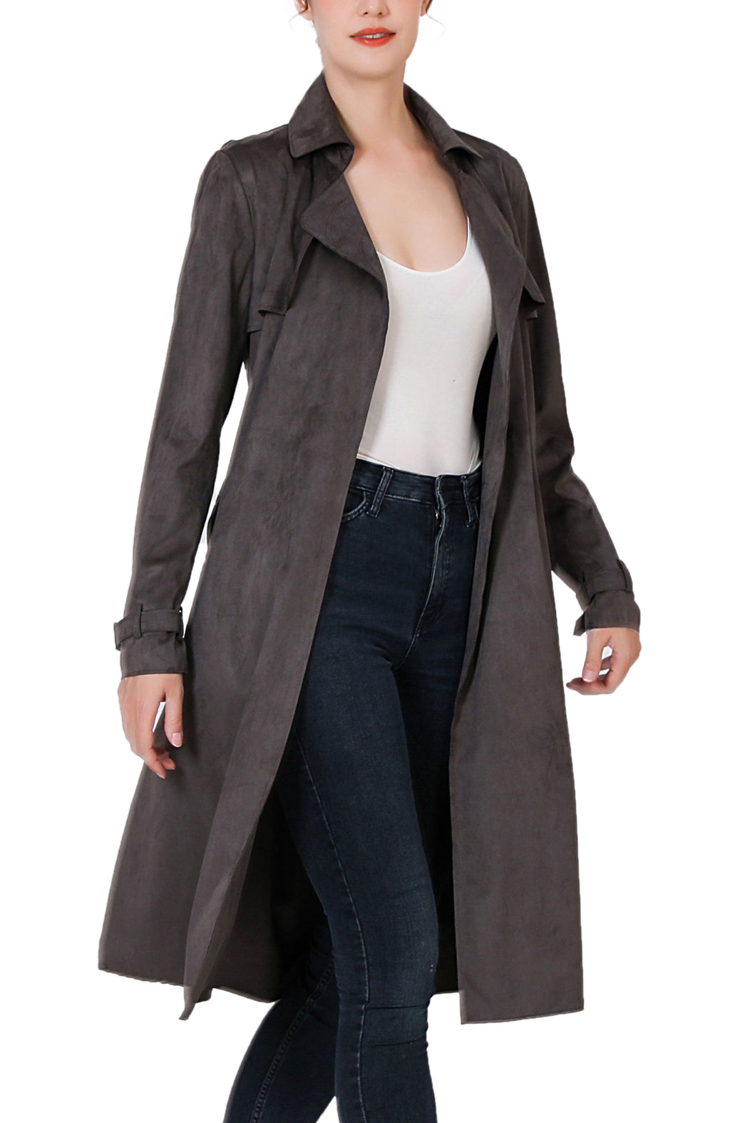 Kimi + Kai Women's "Aria" Long Faux Suede Trench Coat
