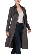 Kimi + Kai Women's "Aria" Long Faux Suede Trench Coat