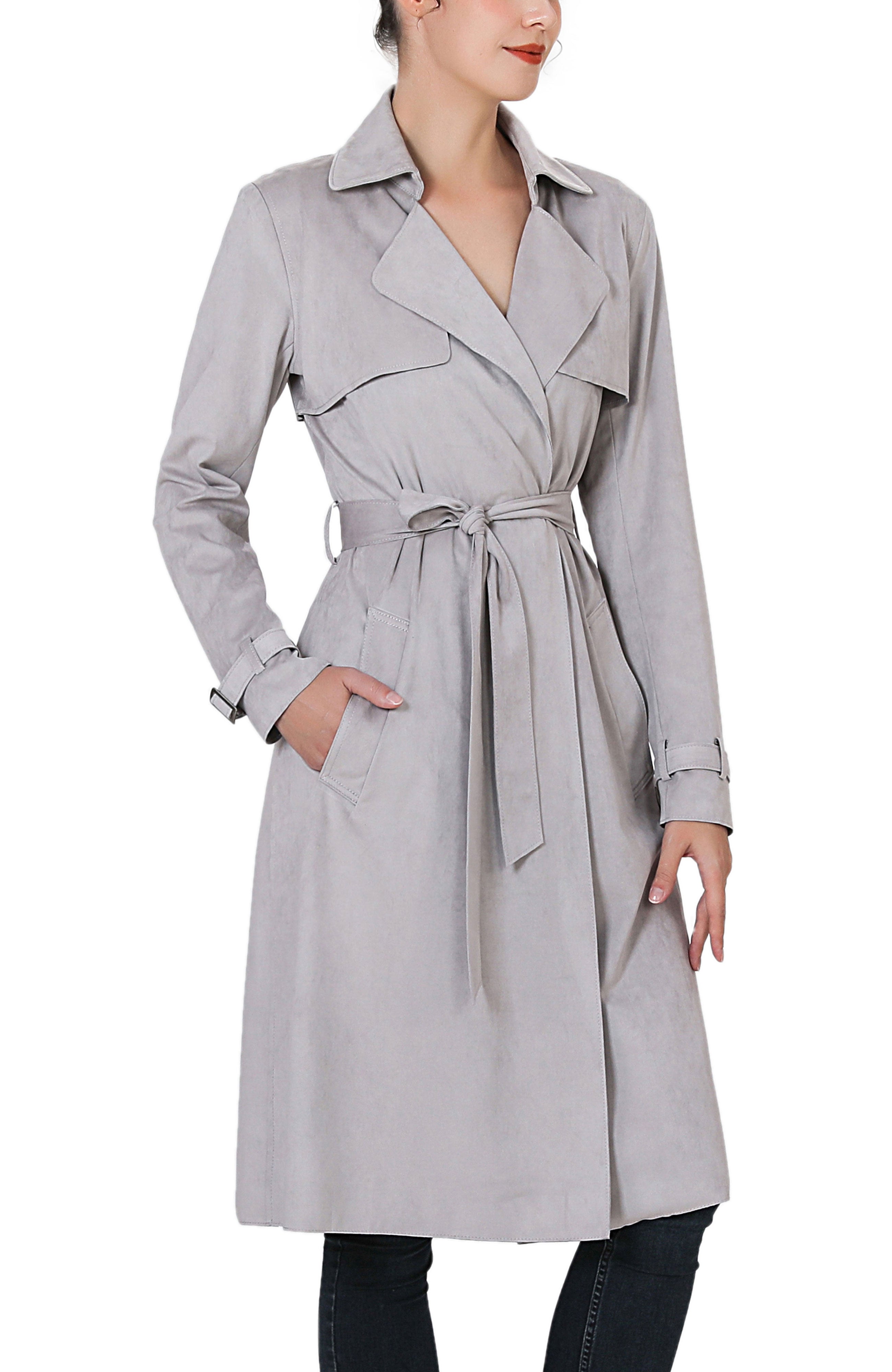 Kimi + Kai Women's "Aria" Long Faux Suede Trench Coat