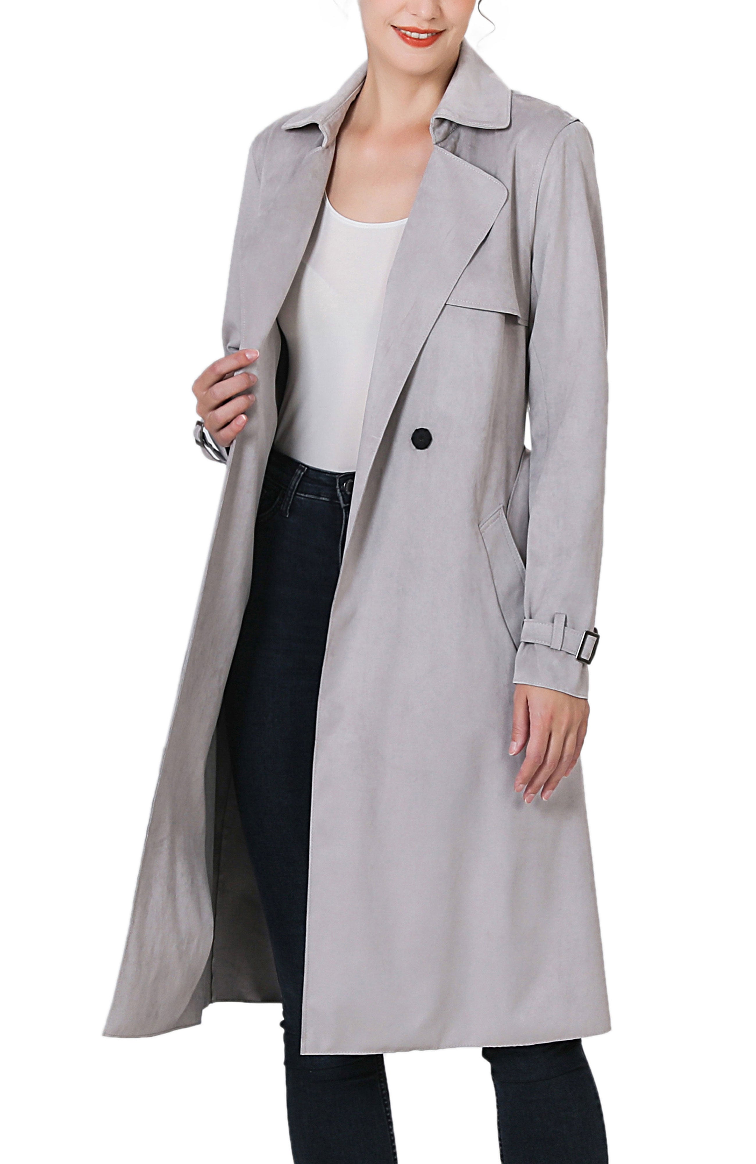Kimi + Kai Women's "Aria" Long Faux Suede Trench Coat