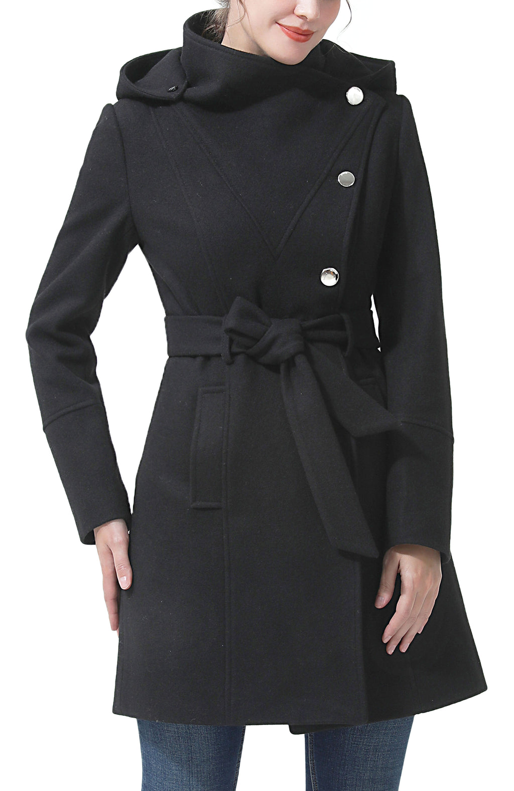 Kimi + Kai Women's "Andie" Wool Blend Hooded Coat
