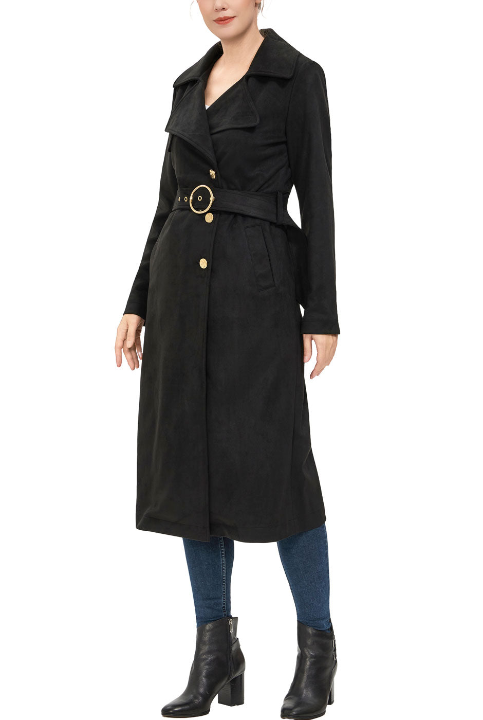 Kimi + Kai Women's "Natalia" Faux Suede Trench Coat