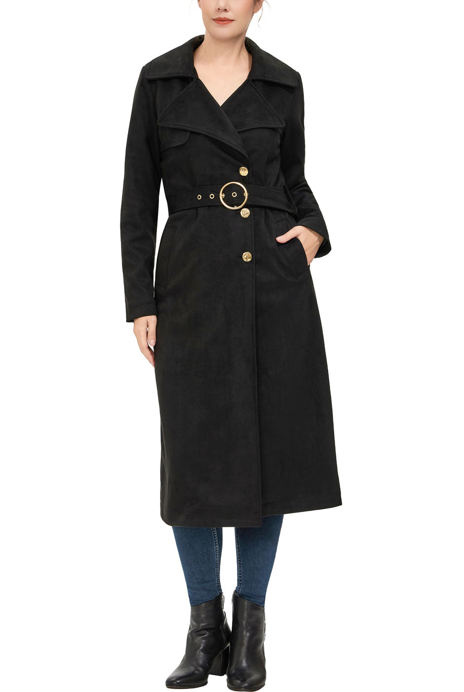 Kimi + Kai Women's "Natalia" Faux Suede Trench Coat