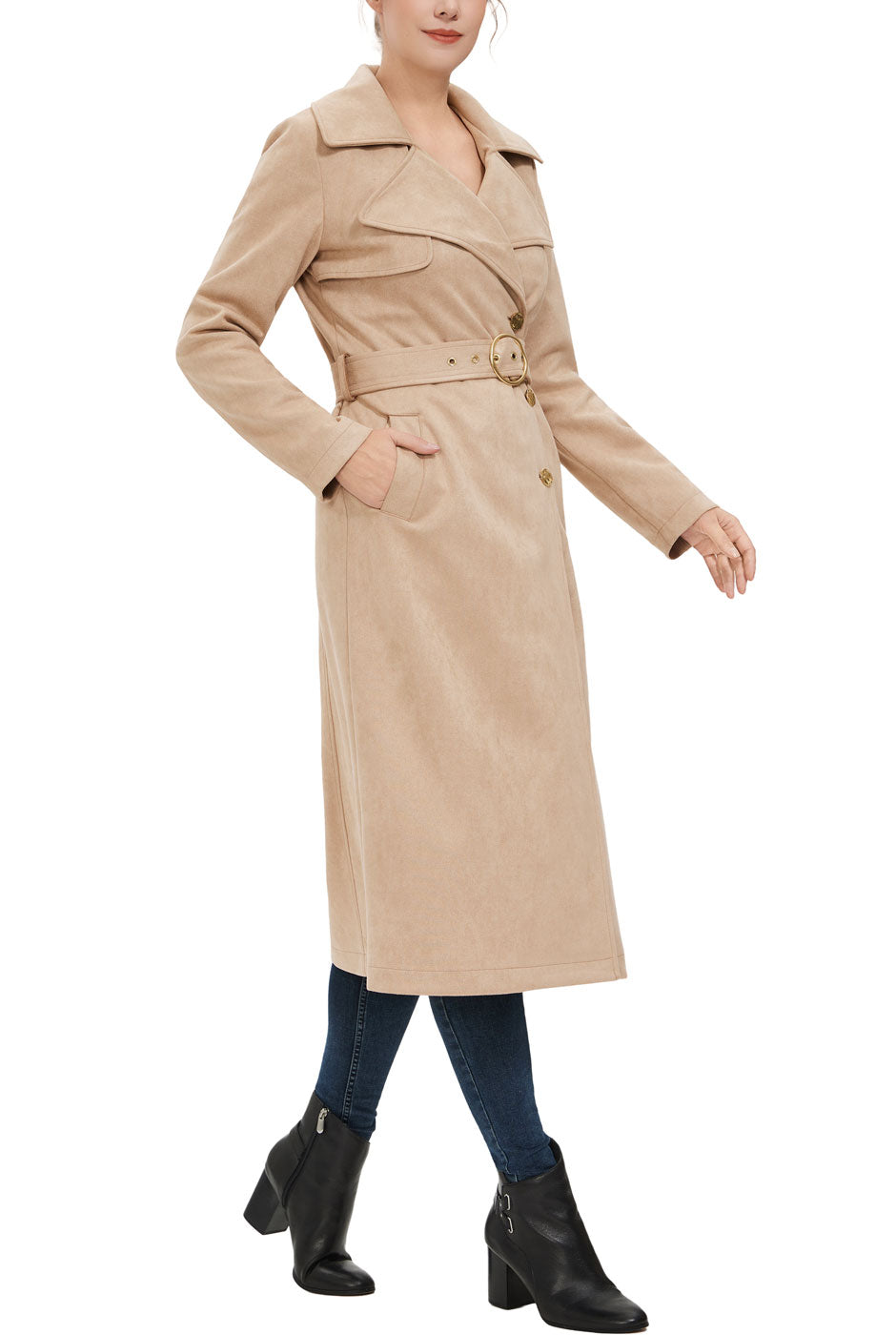 Kimi + Kai Women's "Natalia" Faux Suede Trench Coat