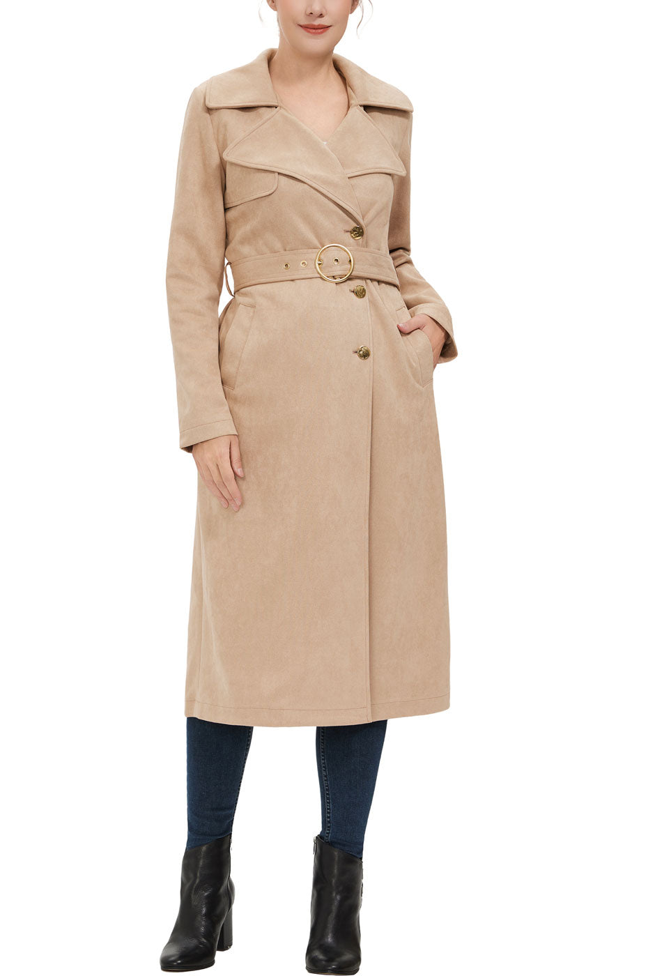 Kimi + Kai Women's "Natalia" Faux Suede Trench Coat