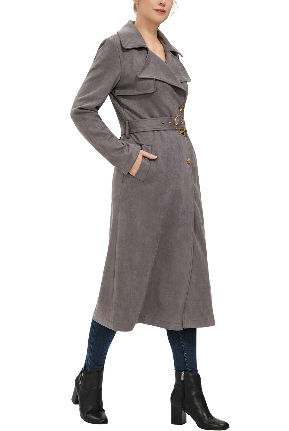 Kimi + Kai Women's "Natalia" Faux Suede Trench Coat