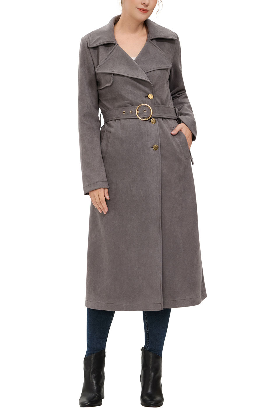 Kimi + Kai Women's "Natalia" Faux Suede Trench Coat