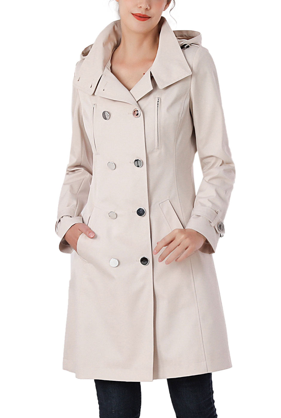 Kimi + Kai Women's "Samantha" Hooded Mid-Length Trench Coat