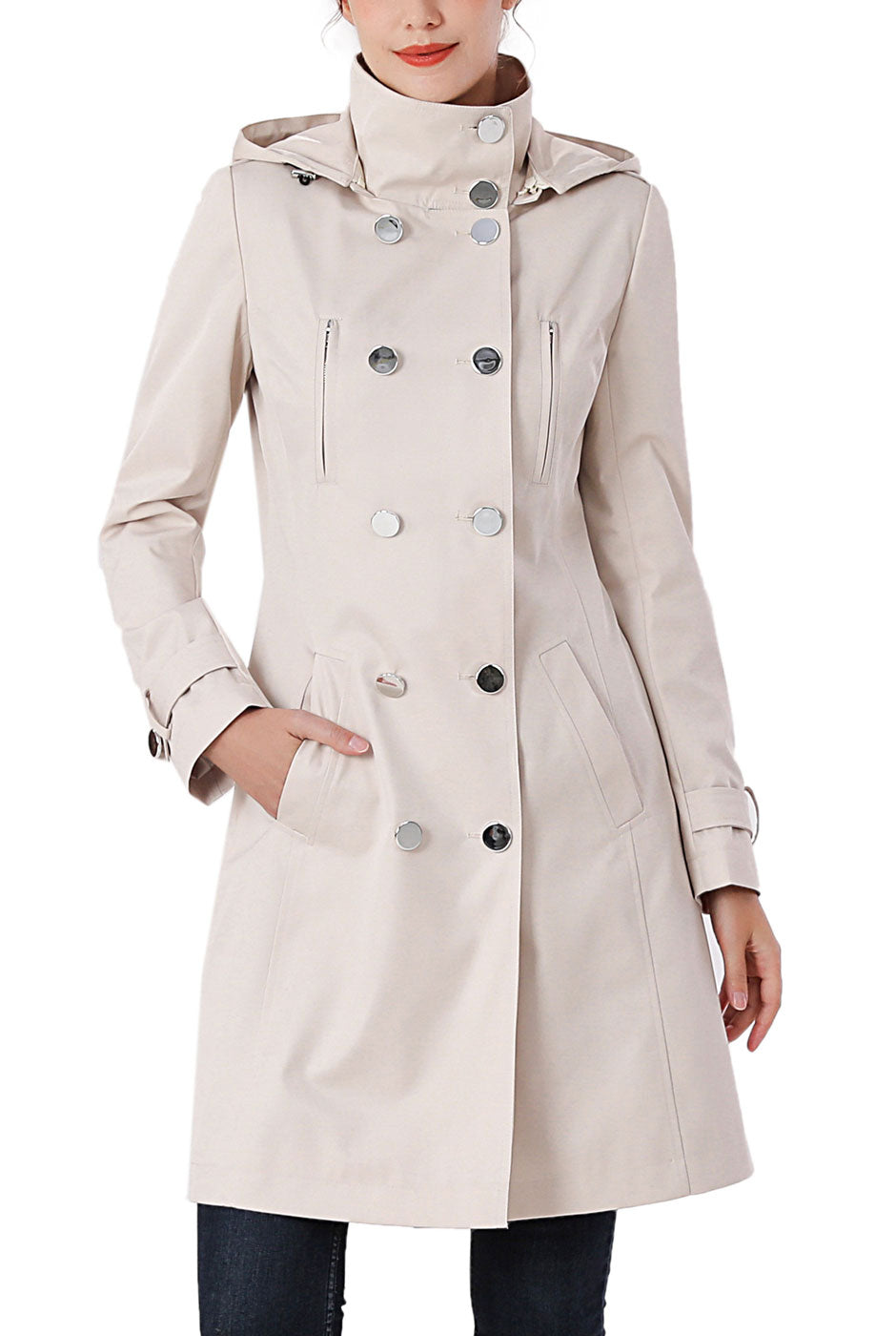 Kimi + Kai Women's "Samantha" Hooded Mid-Length Trench Coat