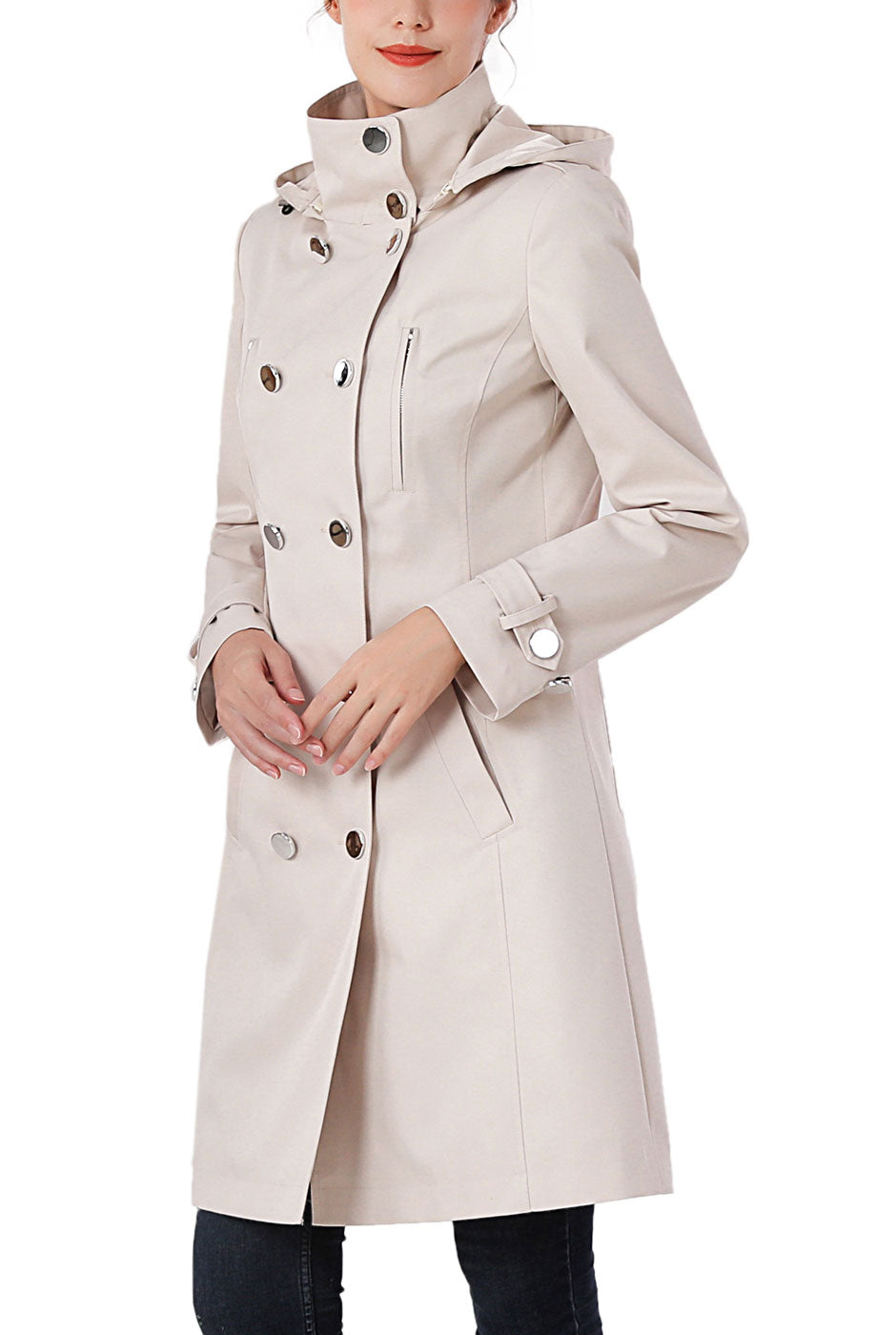 Kimi + Kai Women's "Samantha" Hooded Mid-Length Trench Coat