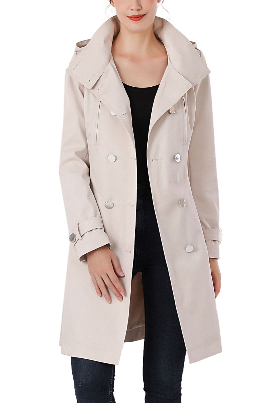 Kimi + Kai Women's "Samantha" Hooded Mid-Length Trench Coat
