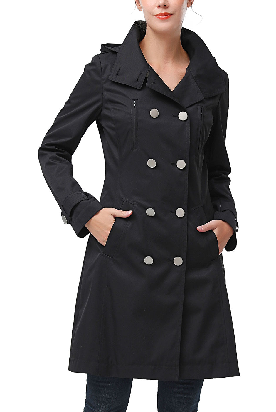 Kimi + Kai Women's "Samantha" Hooded Mid-Length Trench Coat