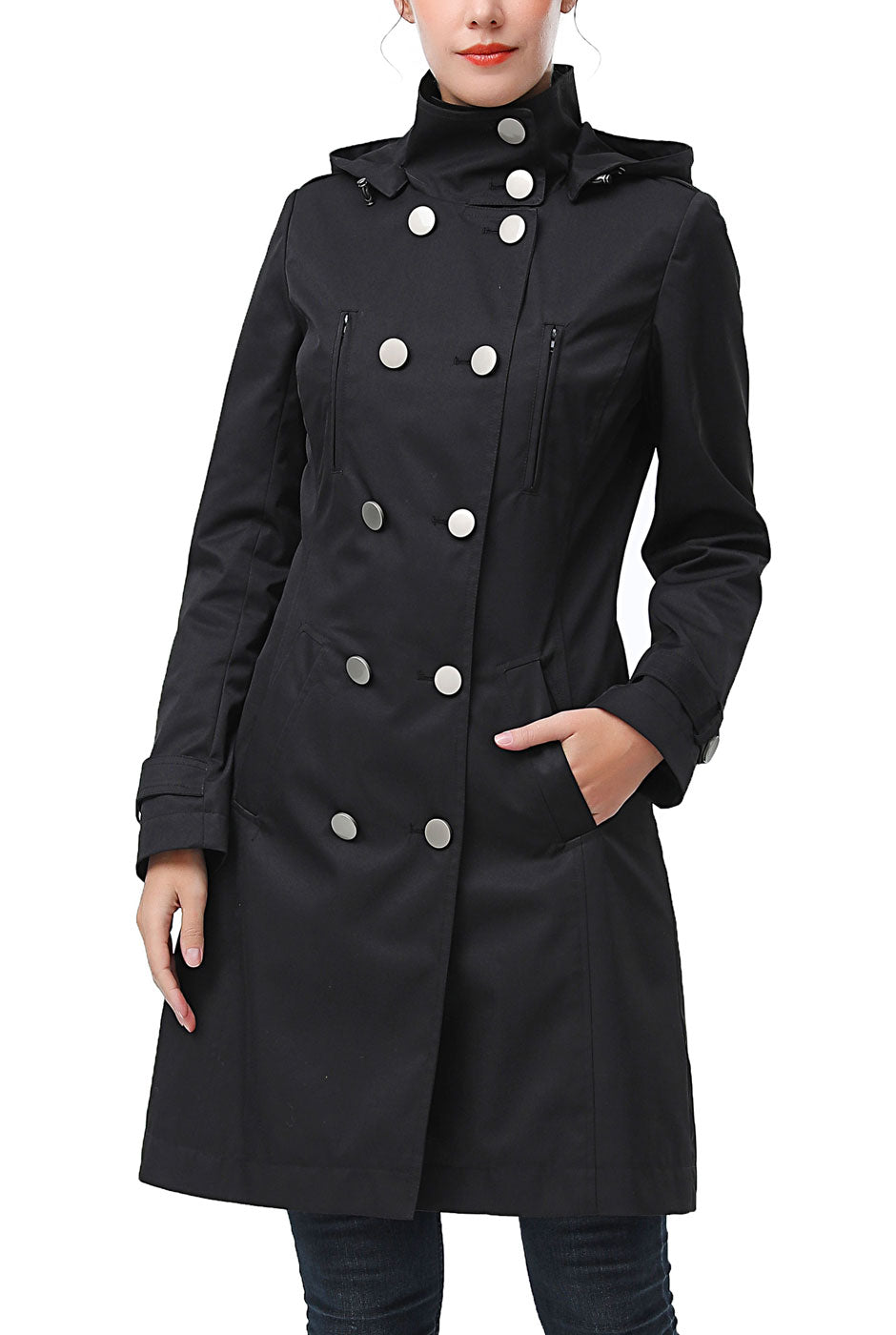 Kimi + Kai Women's "Samantha" Hooded Mid-Length Trench Coat