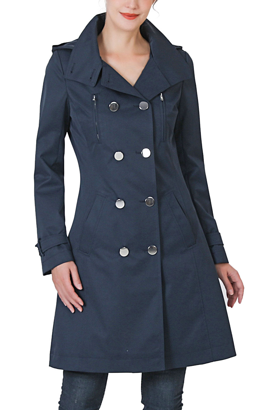 Kimi + Kai Women's "Samantha" Hooded Mid-Length Trench Coat