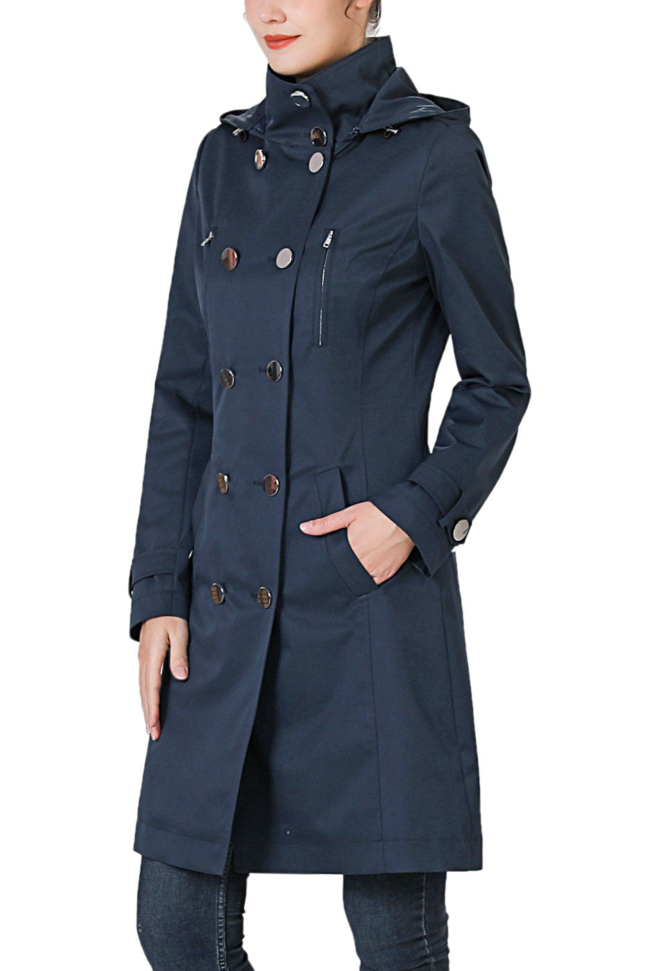 Kimi + Kai Women's "Samantha" Hooded Mid-Length Trench Coat