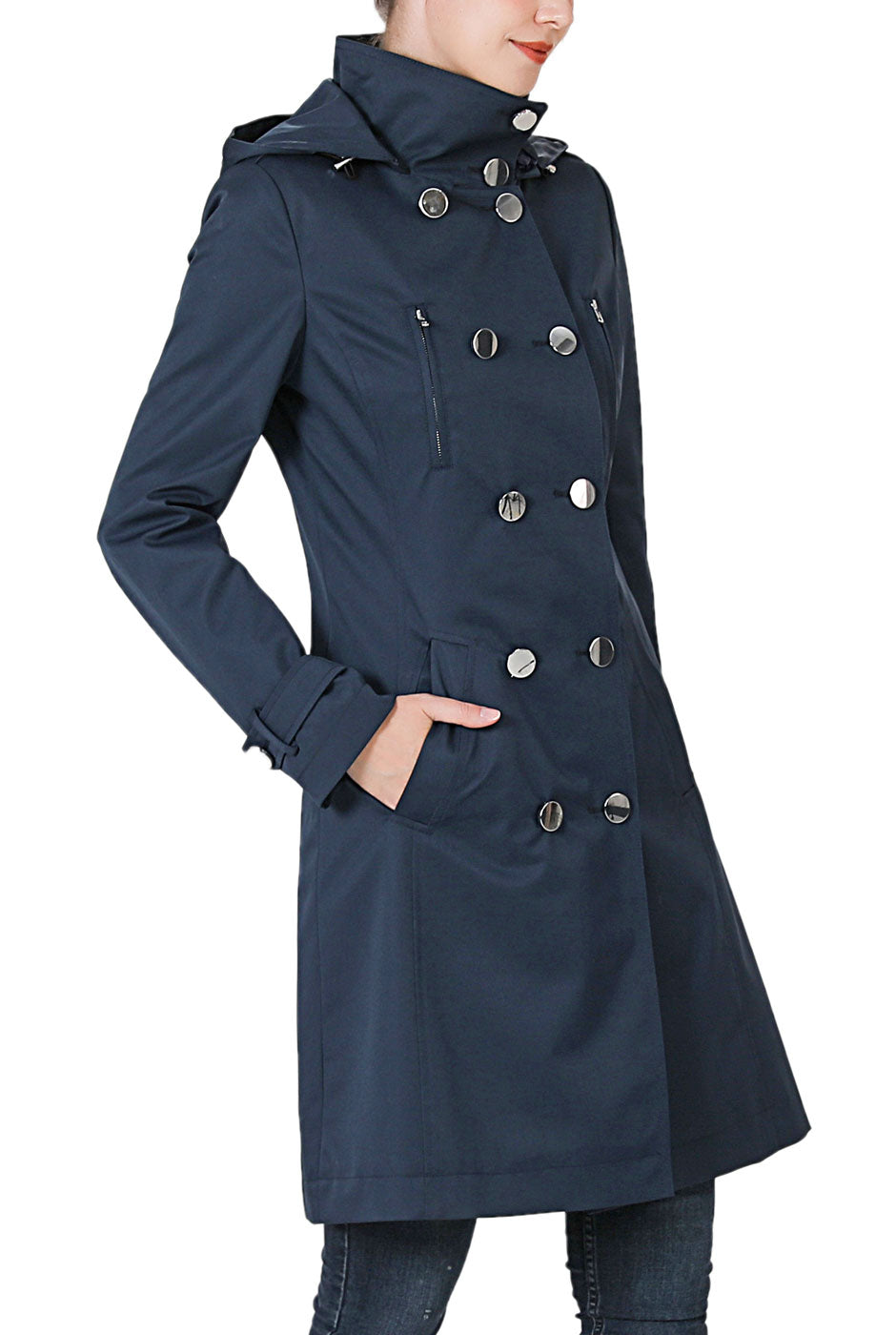 Kimi + Kai Women's "Samantha" Hooded Mid-Length Trench Coat