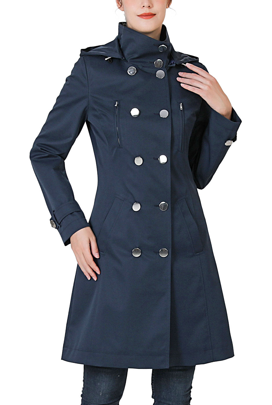 Kimi + Kai Women's "Samantha" Hooded Mid-Length Trench Coat