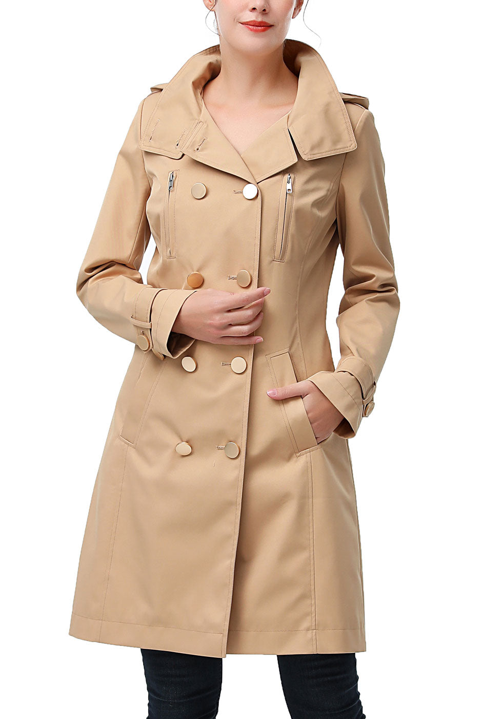 Kimi + Kai Women's "Samantha" Hooded Mid-Length Trench Coat