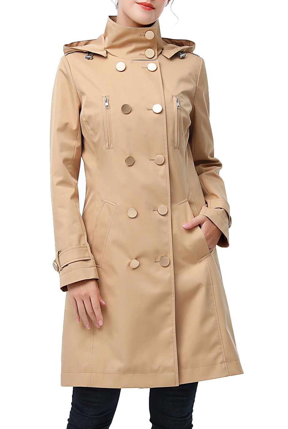Kimi + Kai Women's "Samantha" Hooded Mid-Length Trench Coat