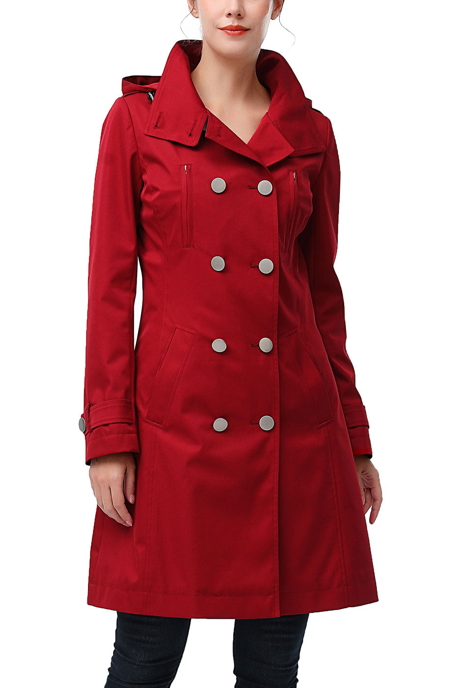 Kimi + Kai Women's "Samantha" Hooded Mid-Length Trench Coat