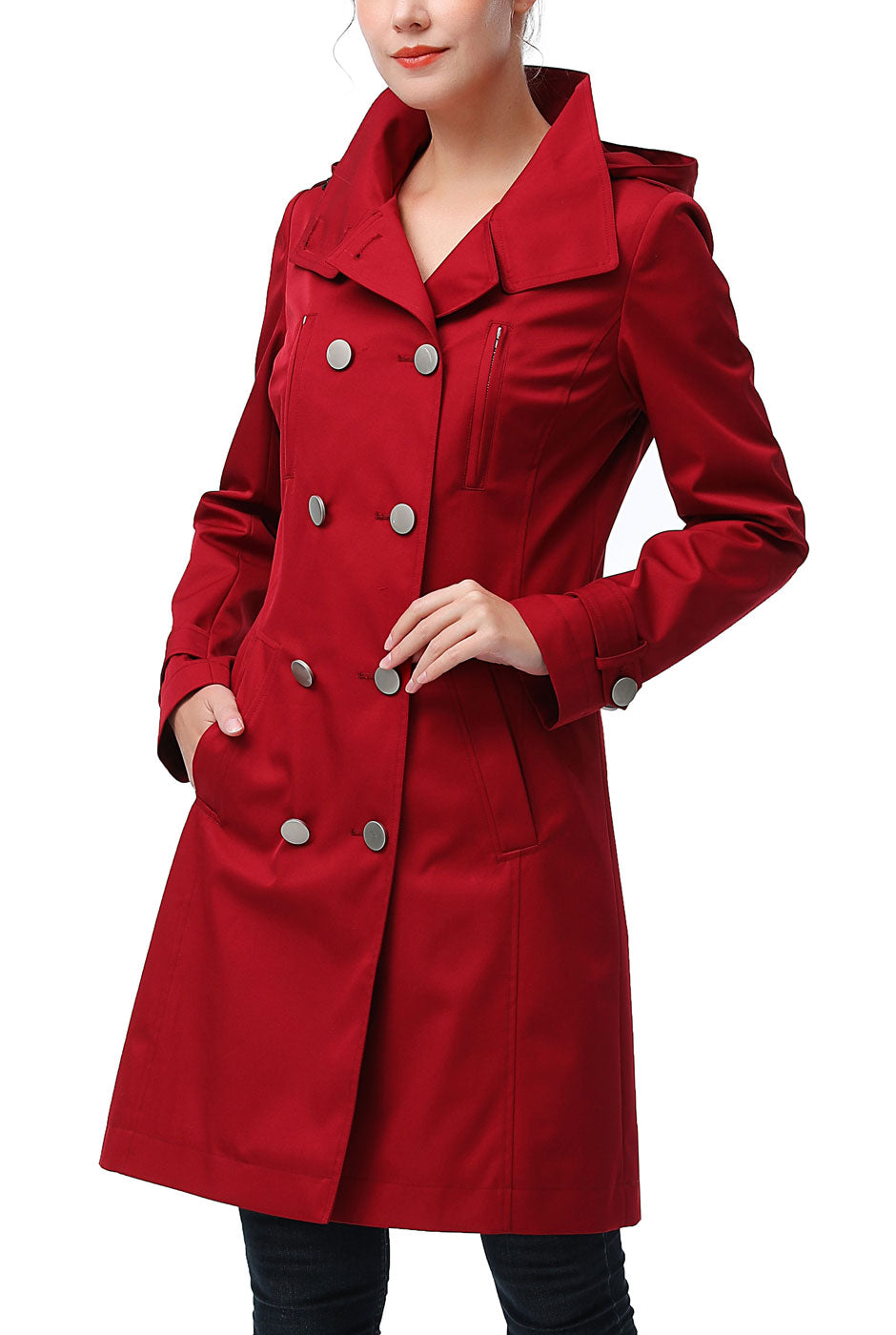 Kimi + Kai Women's "Samantha" Hooded Mid-Length Trench Coat