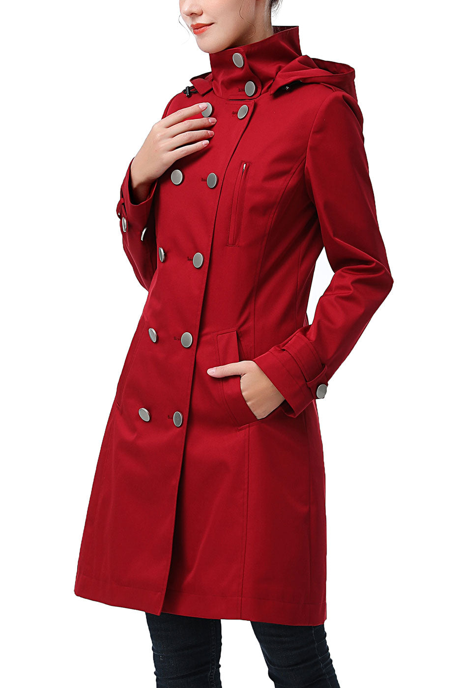 Kimi + Kai Women's "Samantha" Hooded Mid-Length Trench Coat