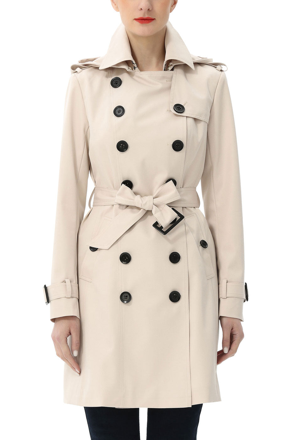 Kimi + Kai Women's "Adley" Classic Hooded Trench Coat