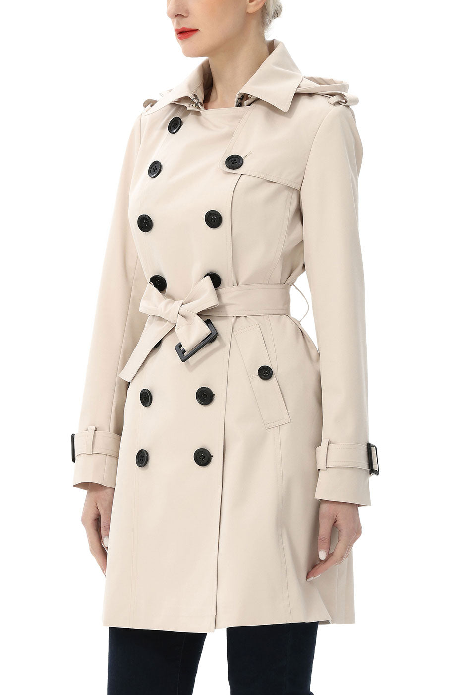 Kimi + Kai Women's "Adley" Classic Hooded Trench Coat