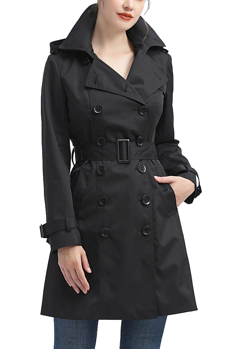 Kimi + Kai Women's "Adley" Classic Hooded Trench Coat
