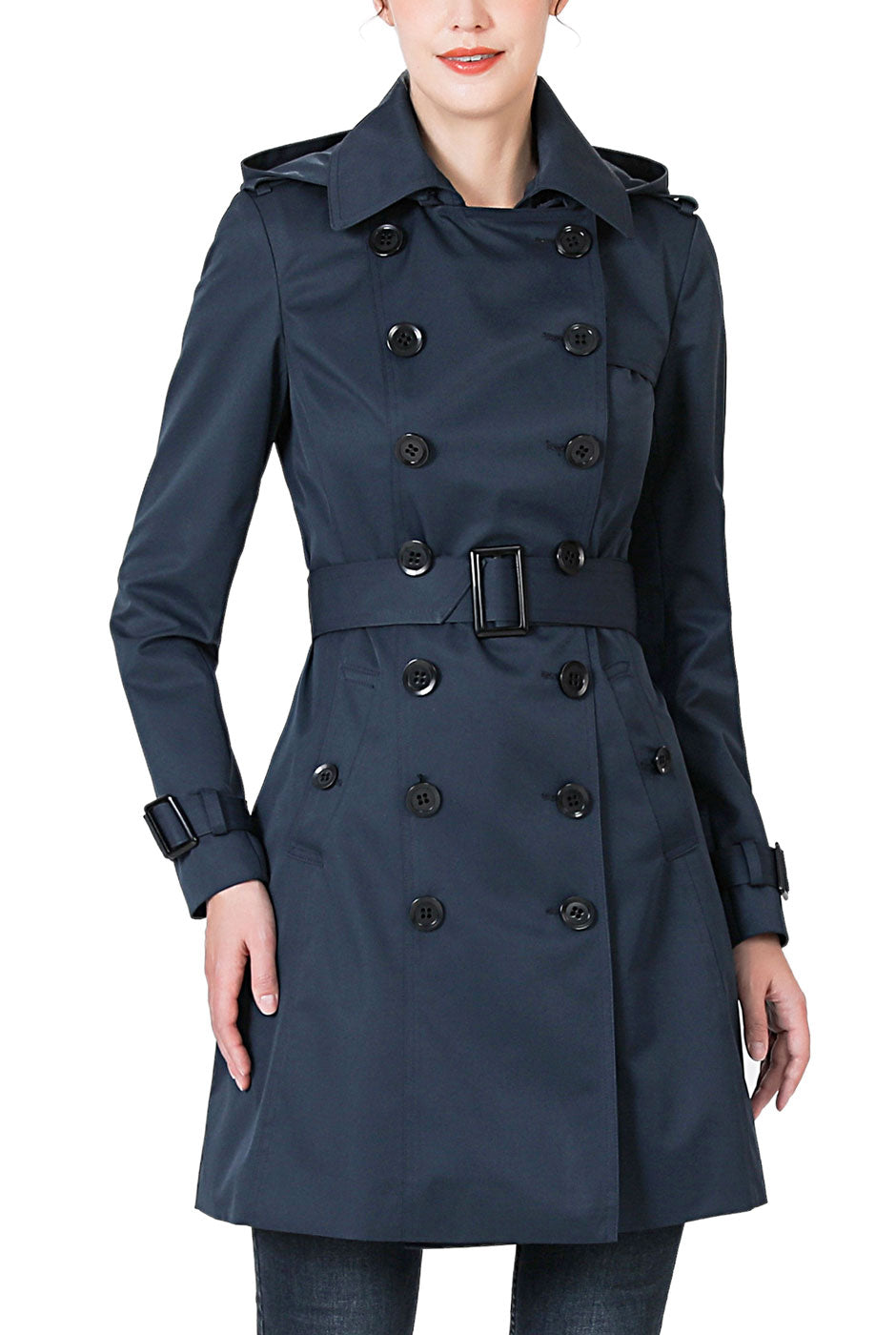 Kimi + Kai Women's "Adley" Classic Hooded Trench Coat