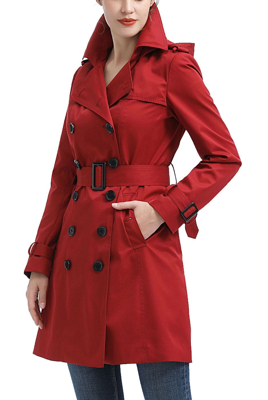 Kimi + Kai Women's "Adley" Classic Hooded Trench Coat