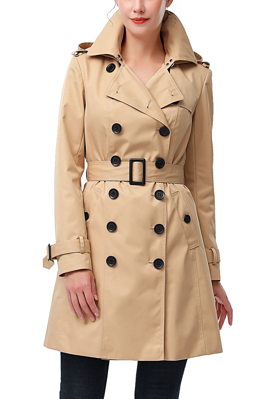 Kimi + Kai Women's "Adley" Classic Hooded Trench Coat