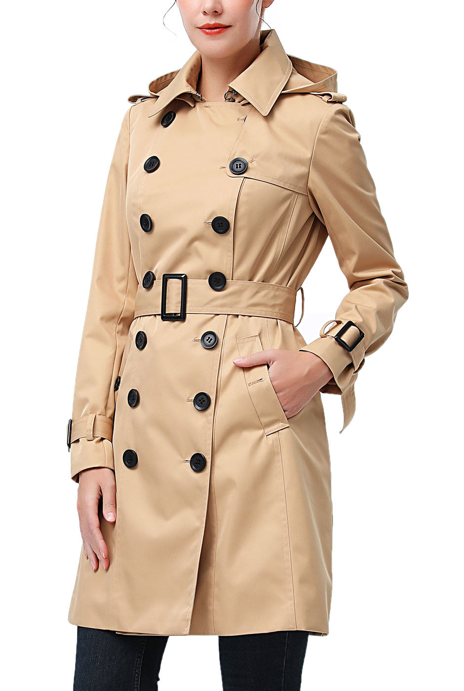Kimi + Kai Women's "Adley" Classic Hooded Trench Coat