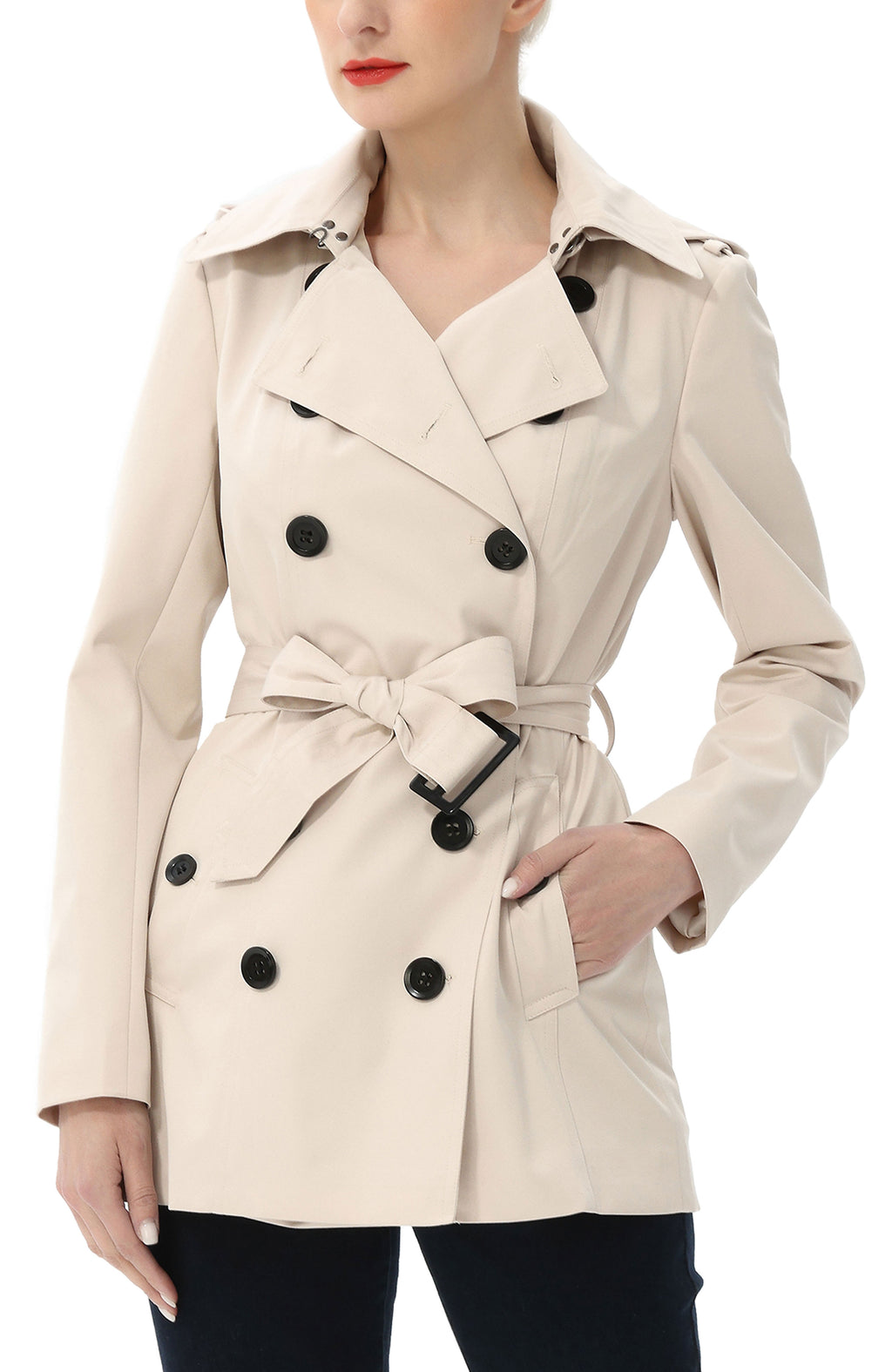 Kimi + Kai Women's "Noa" Hooded Short Trench Coat