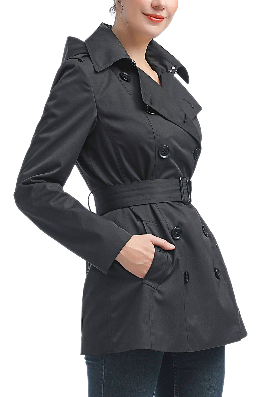 Kimi + Kai Women's "Noa" Hooded Short Trench Coat