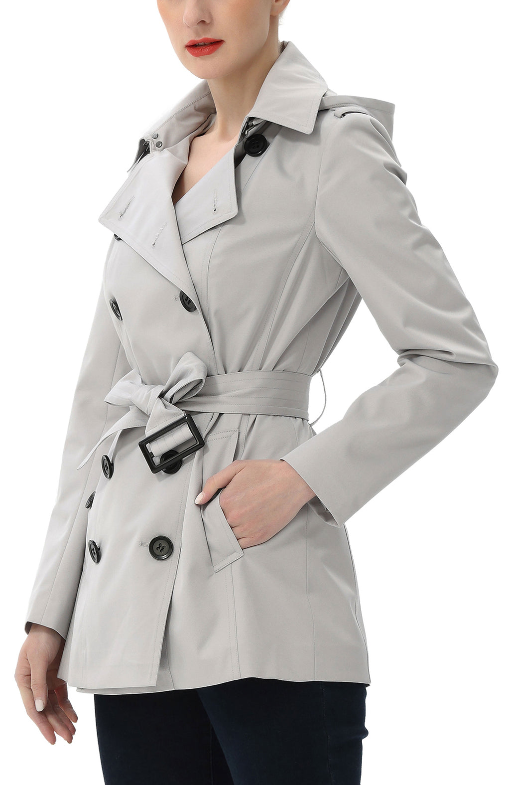 Kimi + Kai Women's "Noa" Hooded Short Trench Coat