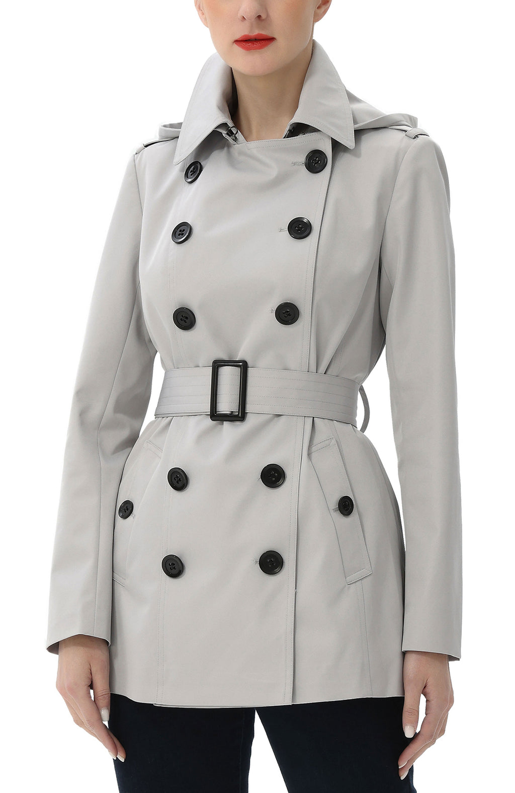 Kimi + Kai Women's "Noa" Hooded Short Trench Coat