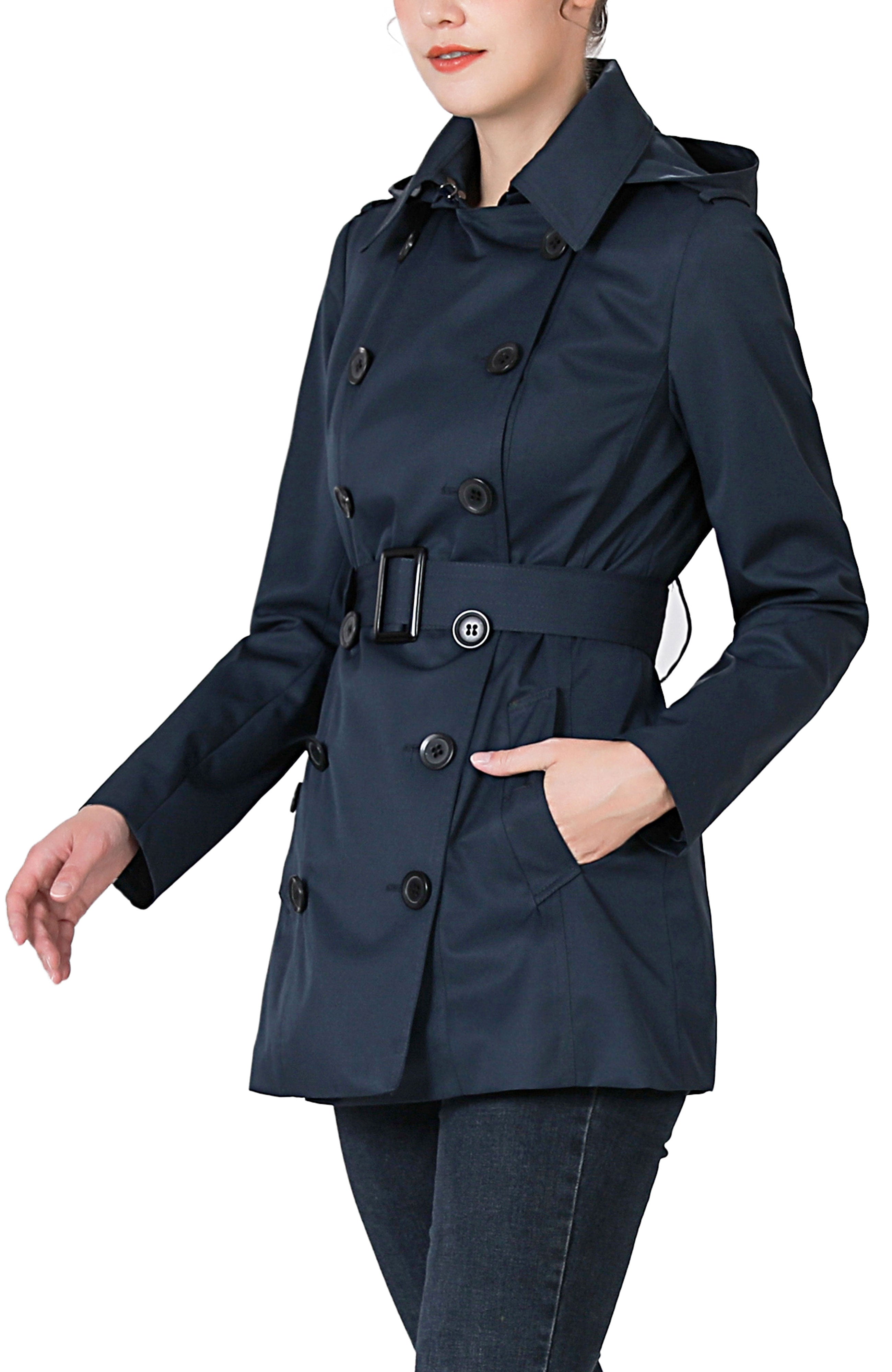 Kimi + Kai Women's "Noa" Hooded Short Trench Coat