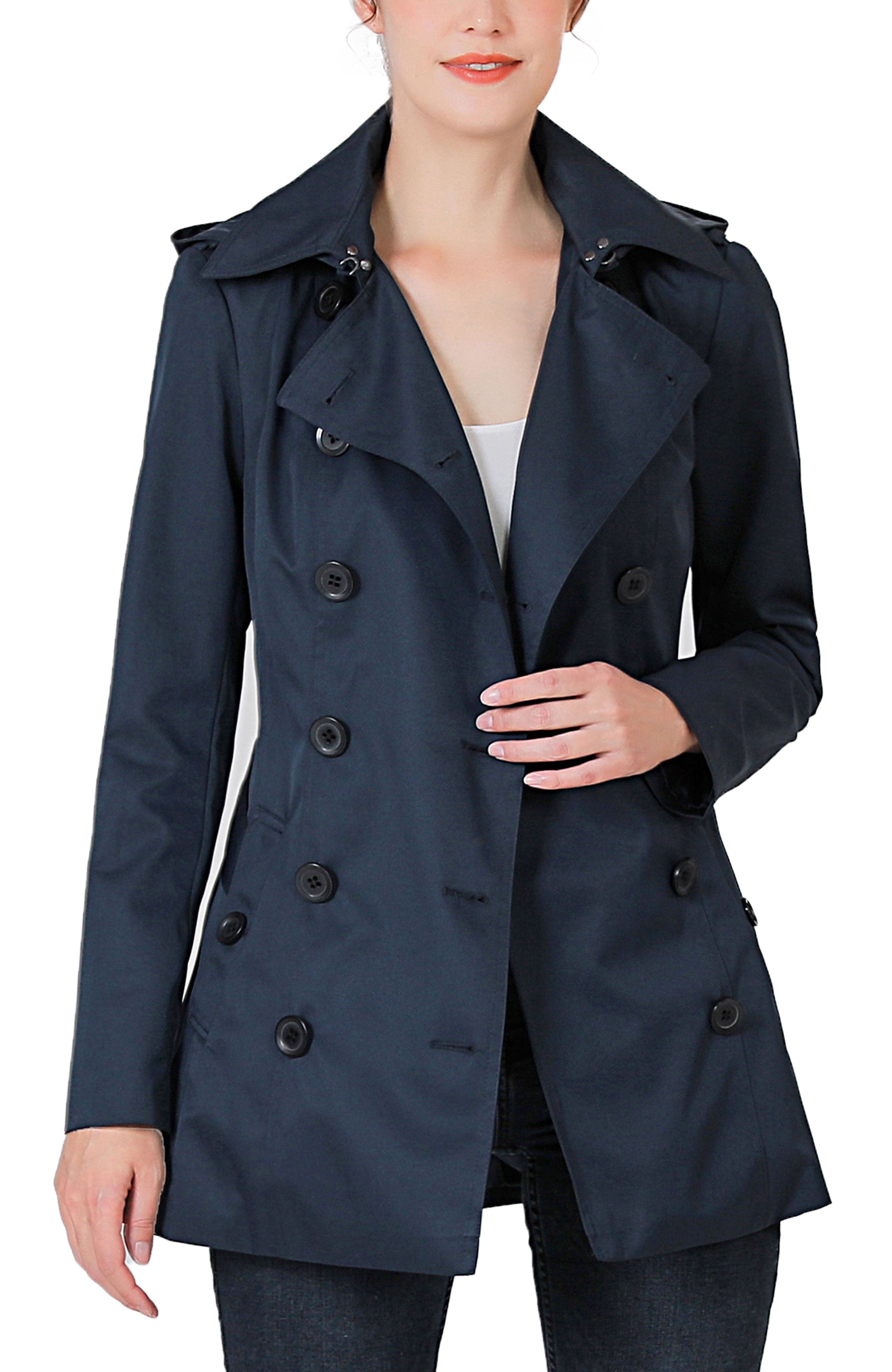 Kimi + Kai Women's "Noa" Hooded Short Trench Coat